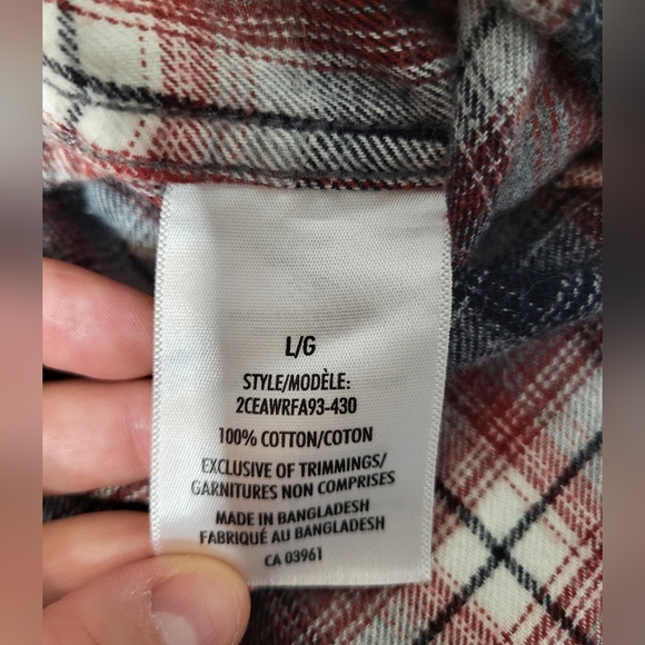 Windriver Red and Gray Plaid Button-Down Shirt, Size Large - Picture 4 of 5